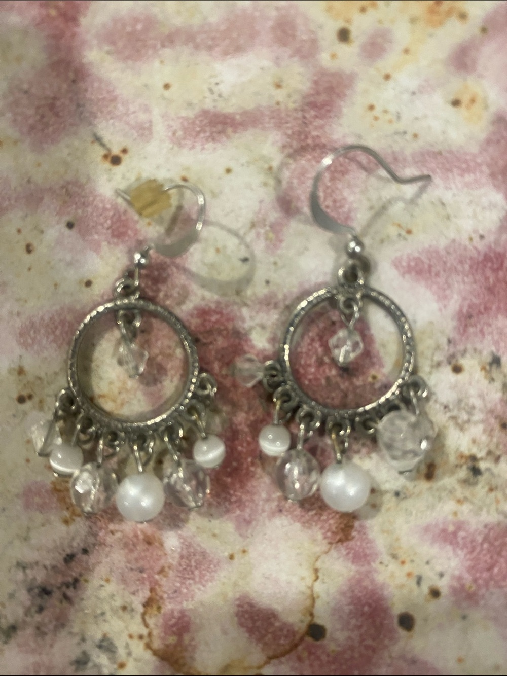 Silver Pearl Dangle Earrings